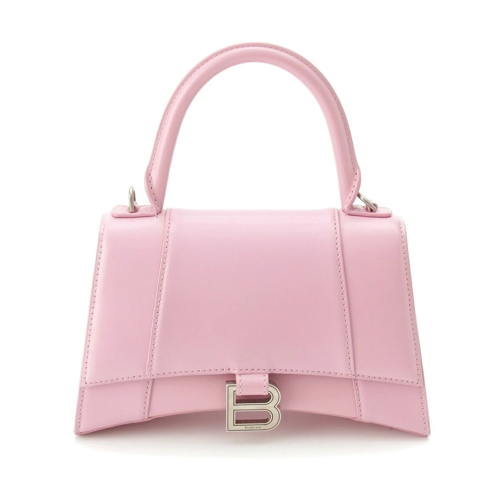 Balenciaga Hourglass Leather Shoulder Handbag Pink